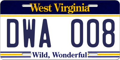 WV license plate DWA008