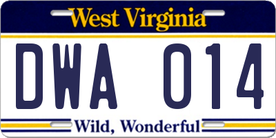 WV license plate DWA014