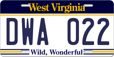 WV license plate DWA022