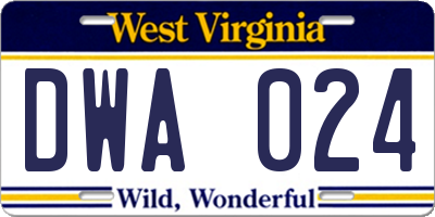 WV license plate DWA024