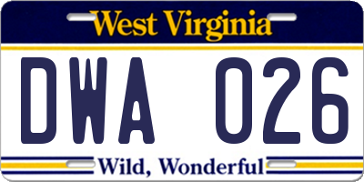 WV license plate DWA026