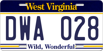WV license plate DWA028