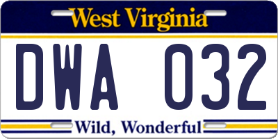 WV license plate DWA032