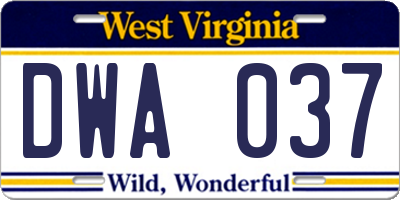 WV license plate DWA037