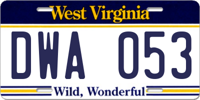 WV license plate DWA053