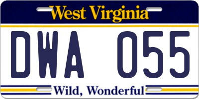 WV license plate DWA055