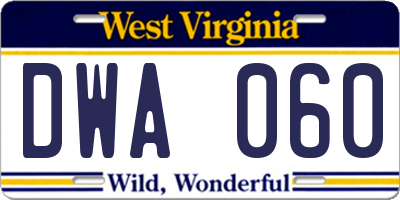 WV license plate DWA060