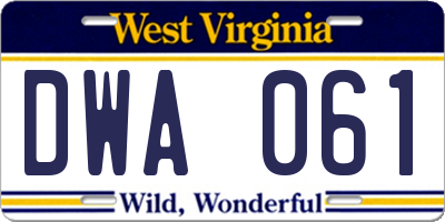 WV license plate DWA061