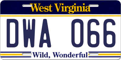 WV license plate DWA066