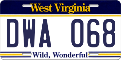 WV license plate DWA068