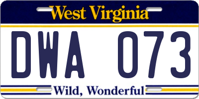 WV license plate DWA073