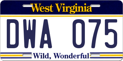 WV license plate DWA075