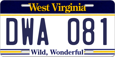WV license plate DWA081