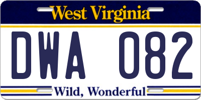WV license plate DWA082
