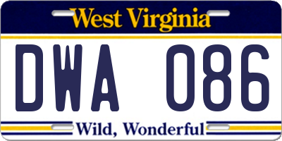 WV license plate DWA086