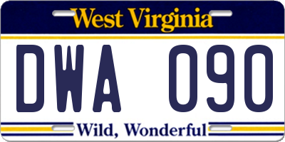 WV license plate DWA090