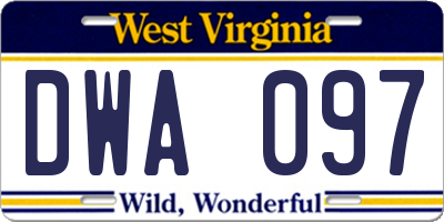 WV license plate DWA097