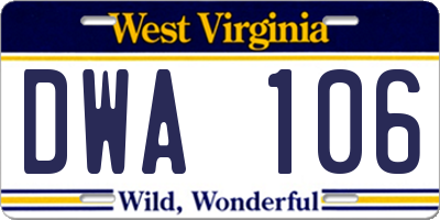 WV license plate DWA106