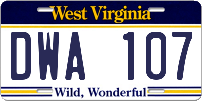 WV license plate DWA107