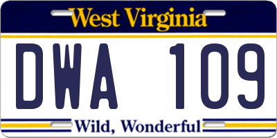 WV license plate DWA109