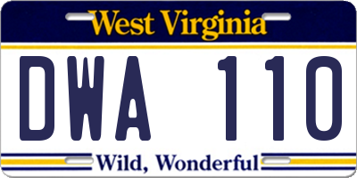 WV license plate DWA110