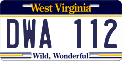 WV license plate DWA112