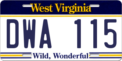 WV license plate DWA115