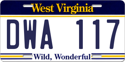 WV license plate DWA117