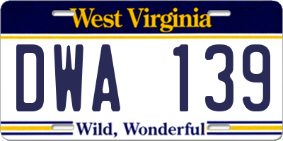 WV license plate DWA139
