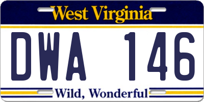 WV license plate DWA146