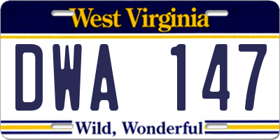 WV license plate DWA147