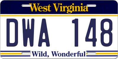 WV license plate DWA148