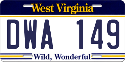 WV license plate DWA149