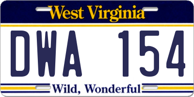 WV license plate DWA154
