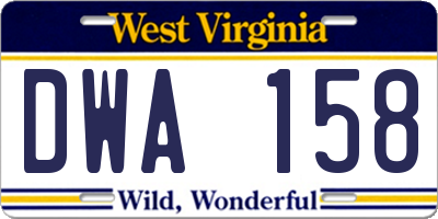 WV license plate DWA158