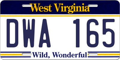 WV license plate DWA165
