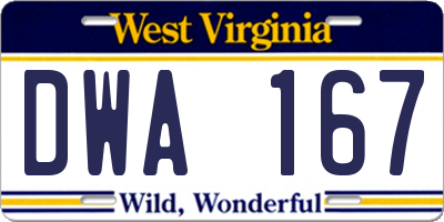 WV license plate DWA167