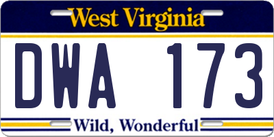 WV license plate DWA173