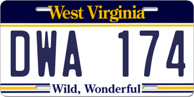 WV license plate DWA174