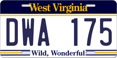 WV license plate DWA175