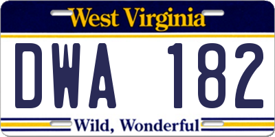 WV license plate DWA182
