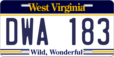 WV license plate DWA183