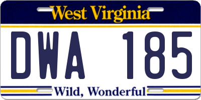 WV license plate DWA185