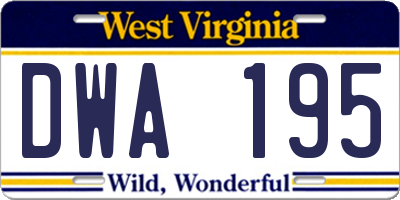 WV license plate DWA195
