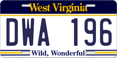 WV license plate DWA196