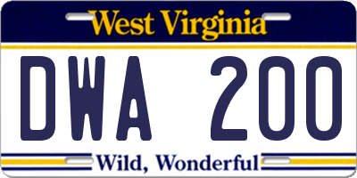 WV license plate DWA200
