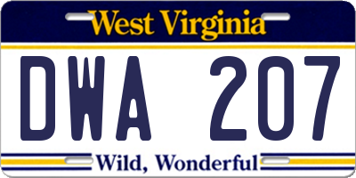 WV license plate DWA207