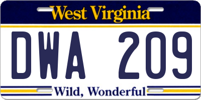 WV license plate DWA209