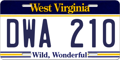 WV license plate DWA210