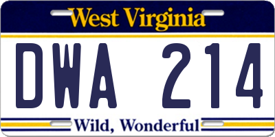 WV license plate DWA214